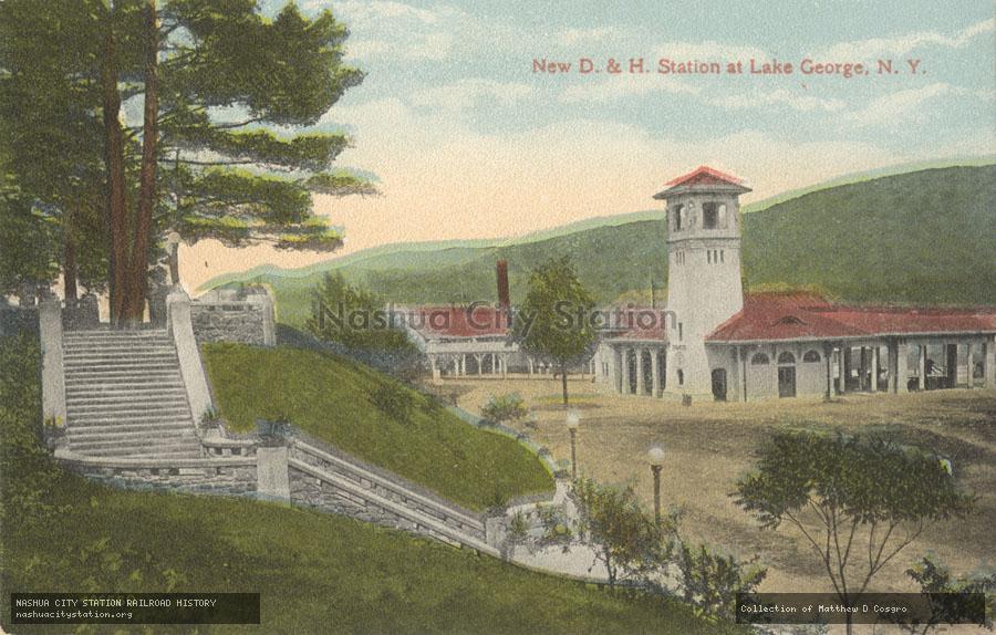Postcard: New Delaware & Hudson Station at Lake George, New York